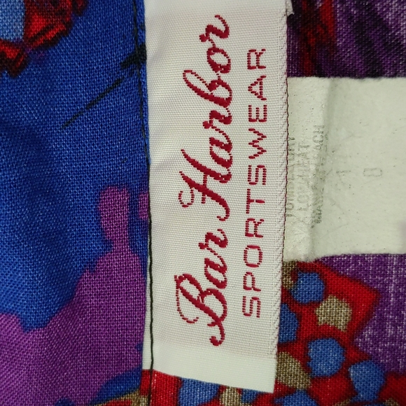 Vtg. Bar Harbor Sportswear Button Down Shirt 8 Blue Red Purple - Picture 2 of 16